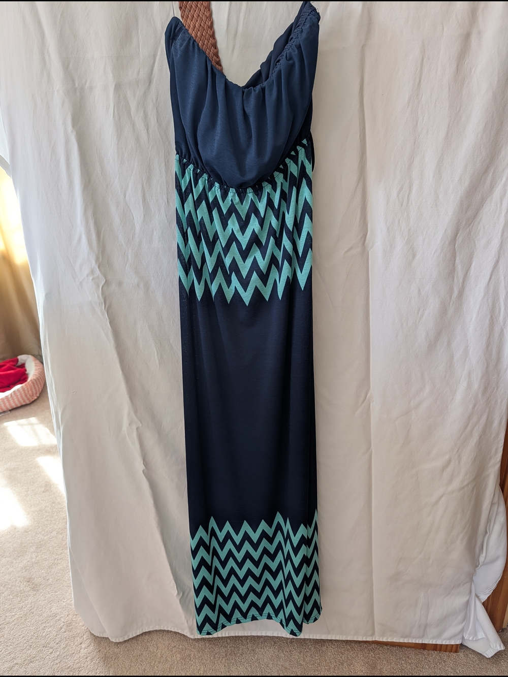 Rue21 Navy and Teal Chevron Maxi Dress